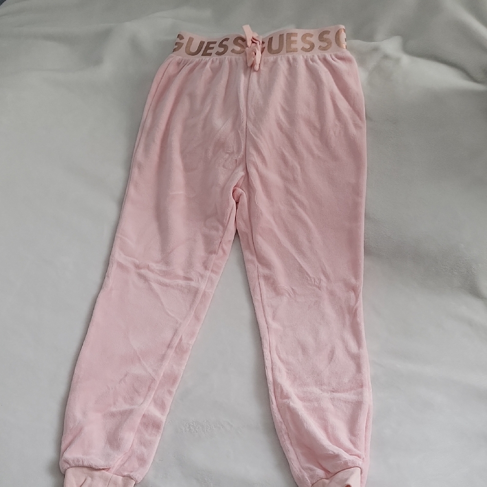 GUESS Light Pink Plush Joggers with Logo Waistband